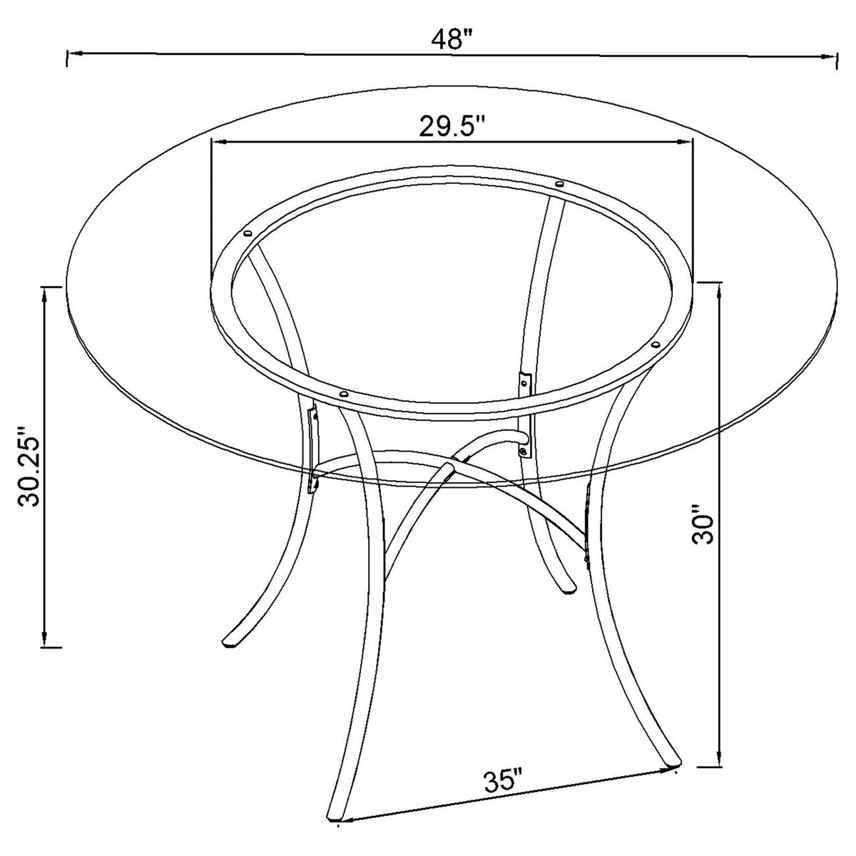 Kline 48-inch Round Glass Top Dining Table - Chrome
