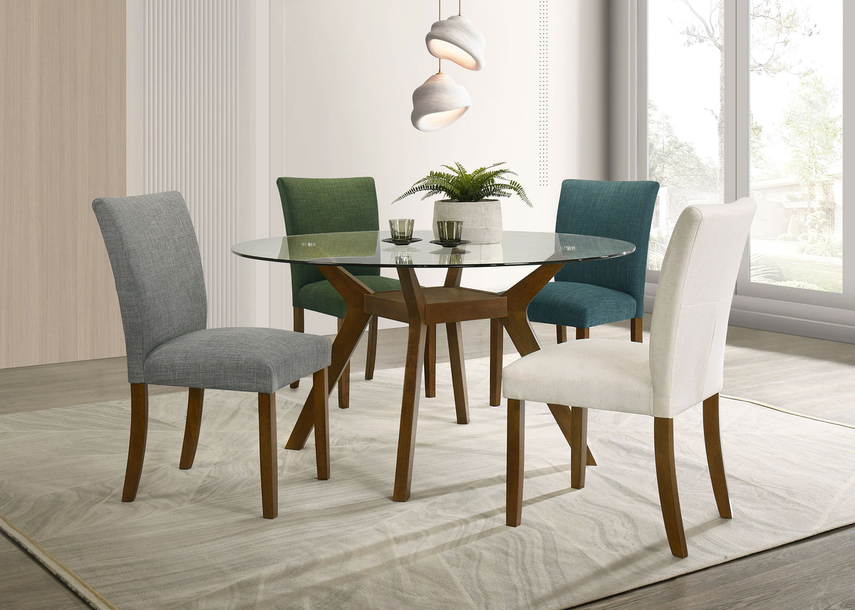 Paxton Round 48-inch Glass Top Wood Dining Table Brown