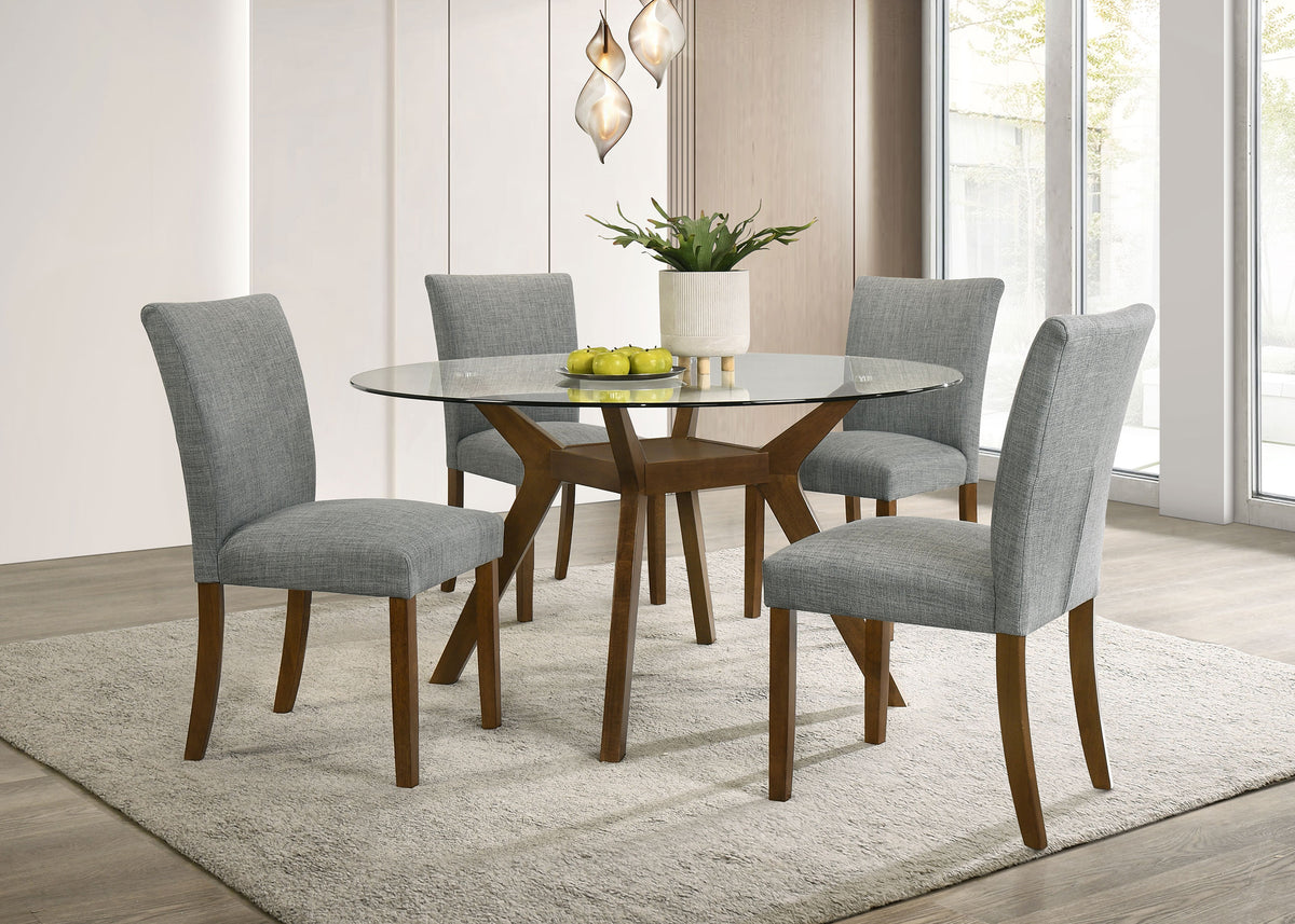 Paxton Round 48-inch Glass Top Wood Dining Table Brown