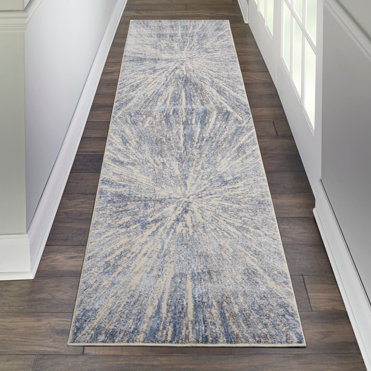 Silky Textures SLY05 Blue Grey Rug - room scene