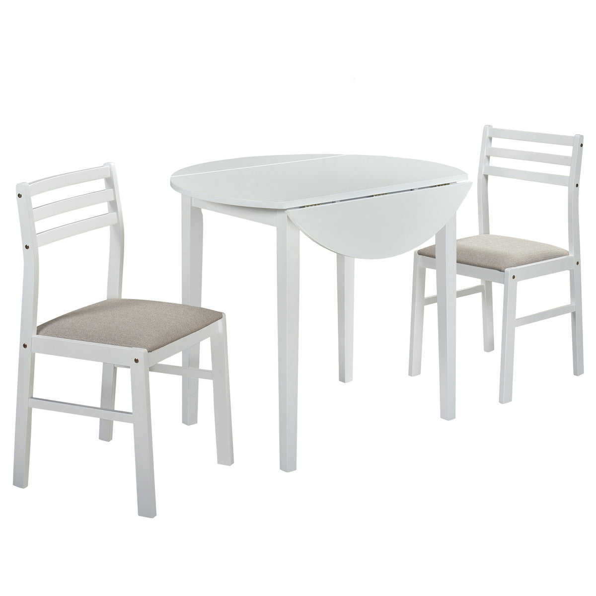 Bucknell 3-piece Round Drop Leaf Dining Table Set - White
