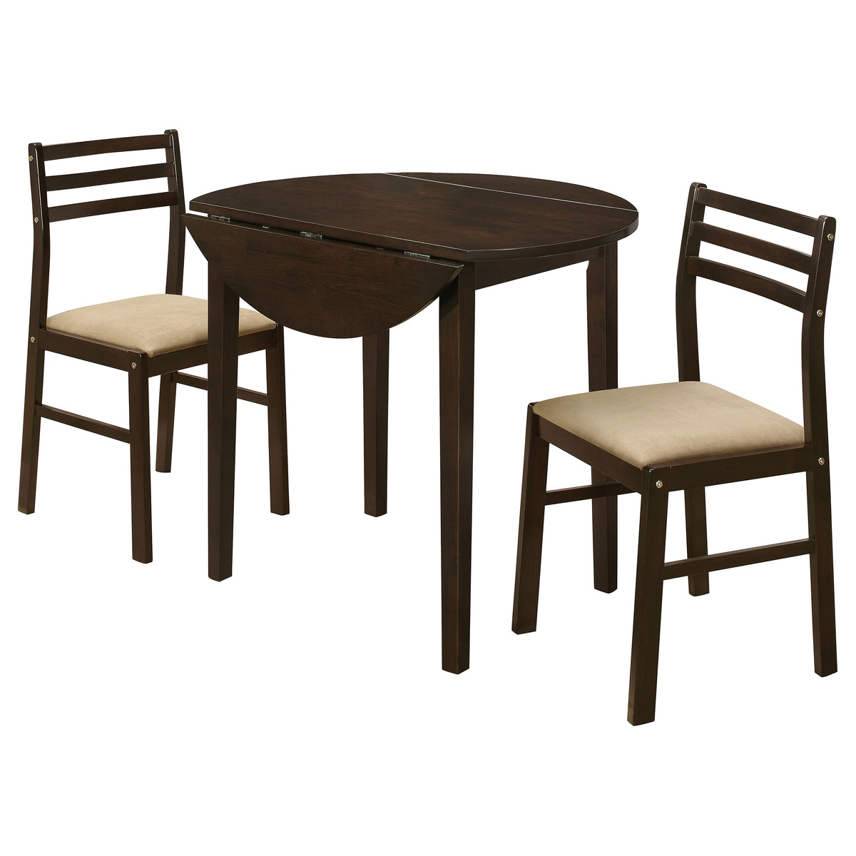 Bucknell 3-piece Round Drop Leaf Dining Table Set - Cappuccino