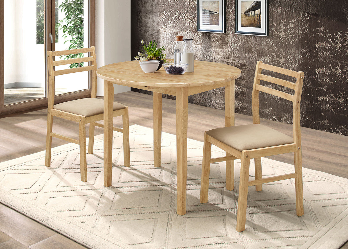 Bucknell 3-piece Round Drop Leaf Dining Table Set - Natural