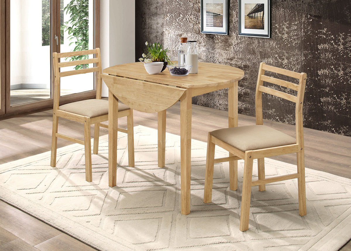 Bucknell 3-piece Round Drop Leaf Dining Table Set - Natural
