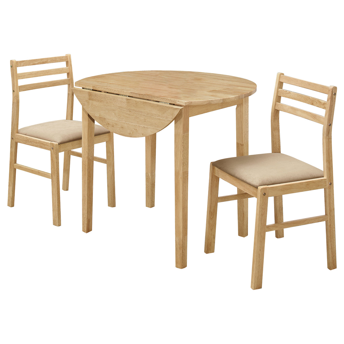Bucknell 3-piece Round Drop Leaf Dining Table Set - Natural