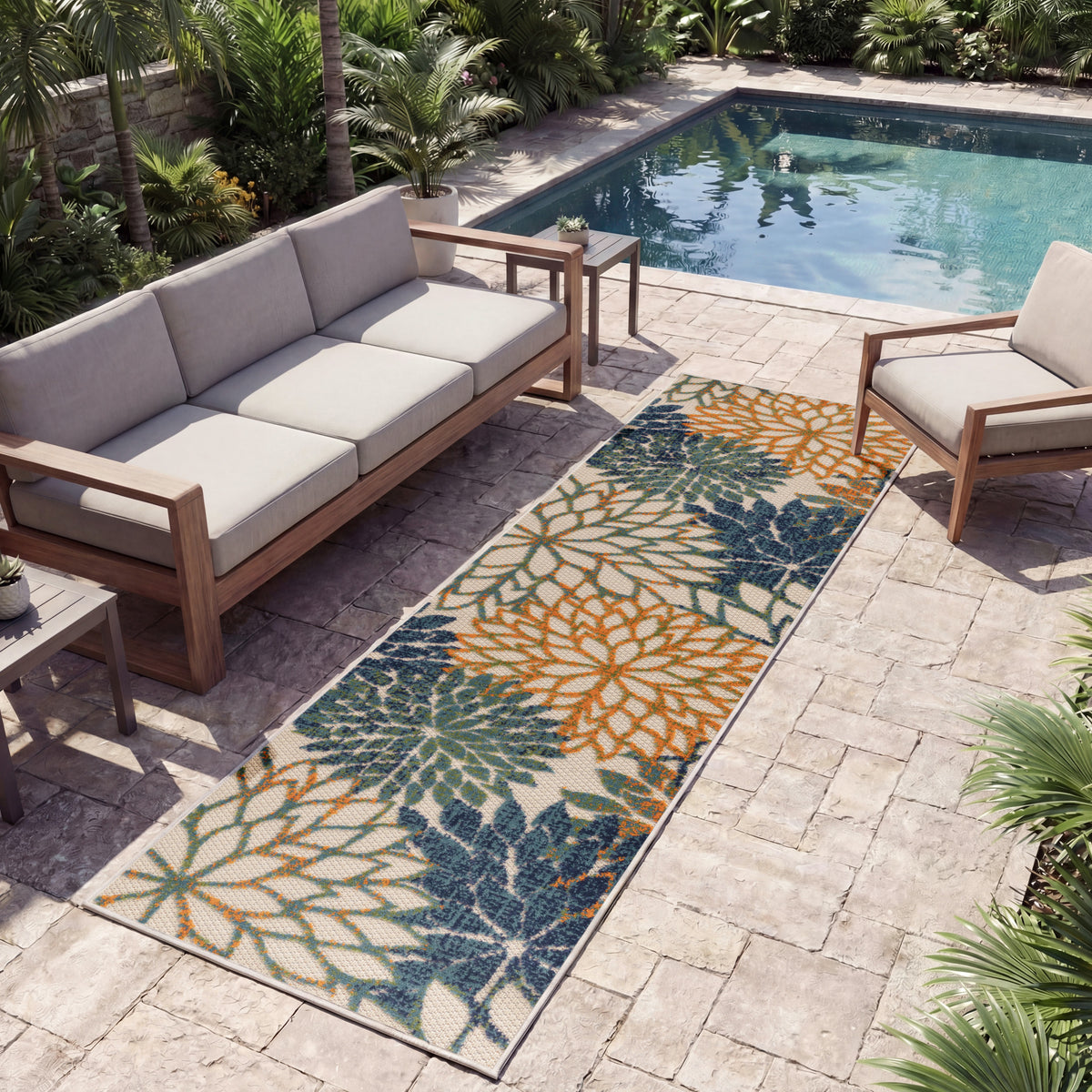 Aloha ALH05 Blue Green Rug - room scene