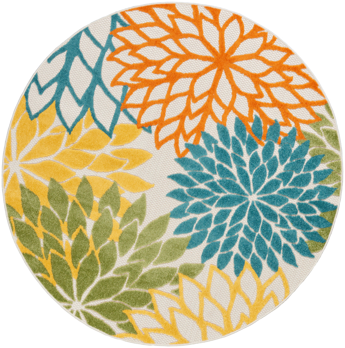 Aloha ALH05 Turquoise Multicolor Rug - Round