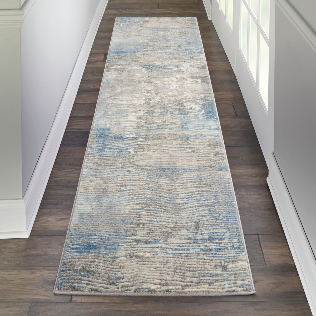 Solace SLA01 Ivory Grey Blue Rug - room scene