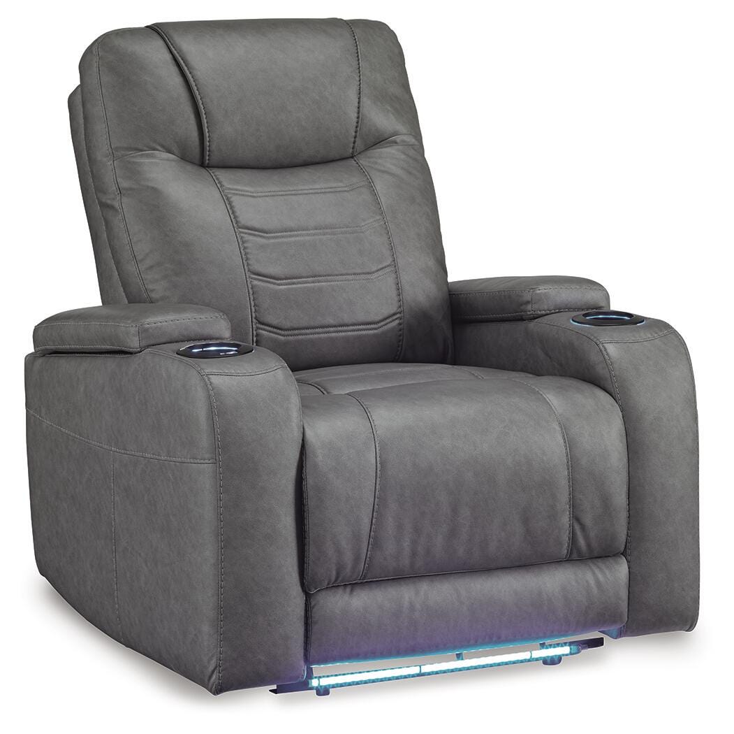 Schooner Rocks PWR Recliner/ADJ Headrest Faux Leather