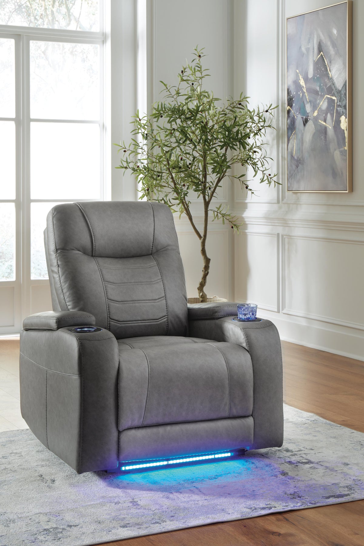 Schooner Rocks PWR Recliner/ADJ Headrest Faux Leather