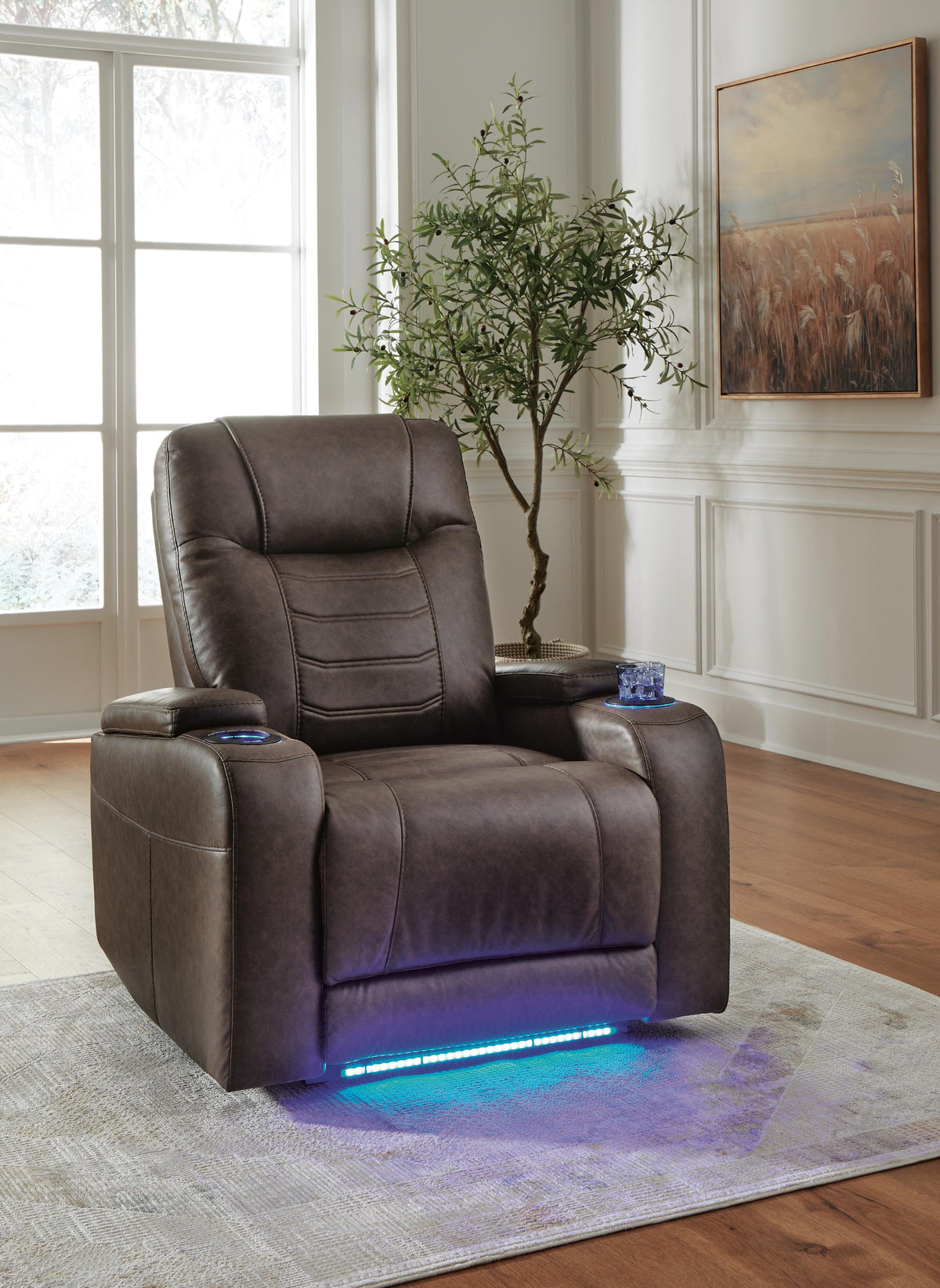 Schooner Rocks PWR Recliner/ADJ Headrest Faux Leather