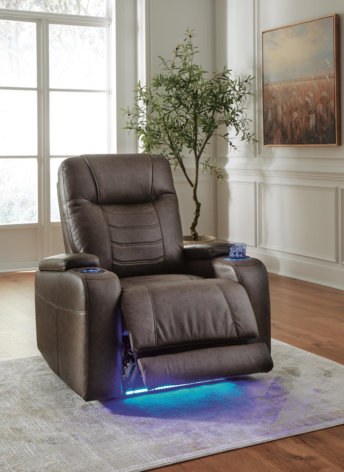 Schooner Rocks PWR Recliner/ADJ Headrest Faux Leather