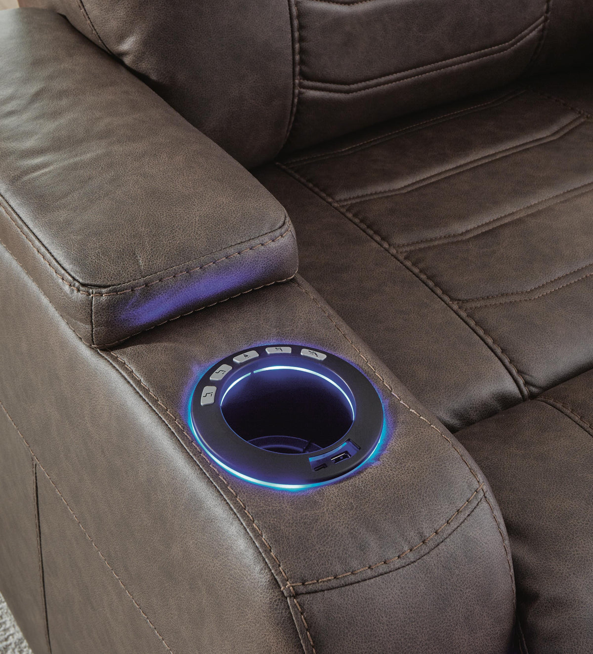 Schooner Rocks PWR Recliner/ADJ Headrest Faux Leather