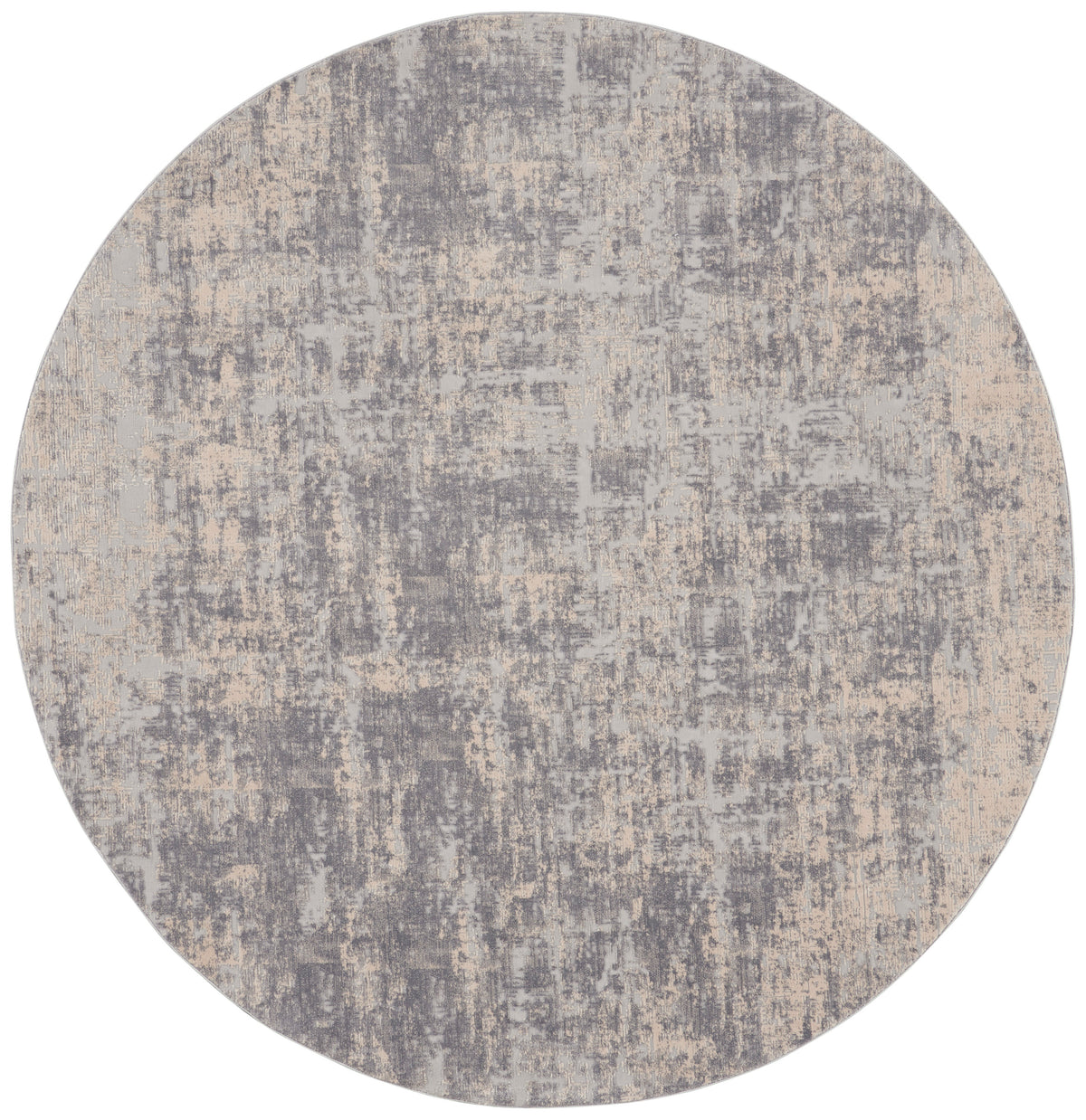 Rustic Textures RUS01 Ivory Silver Rug - Round