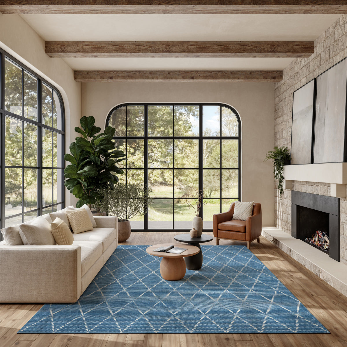 Azure AZU01 Navy Rug - room scene
