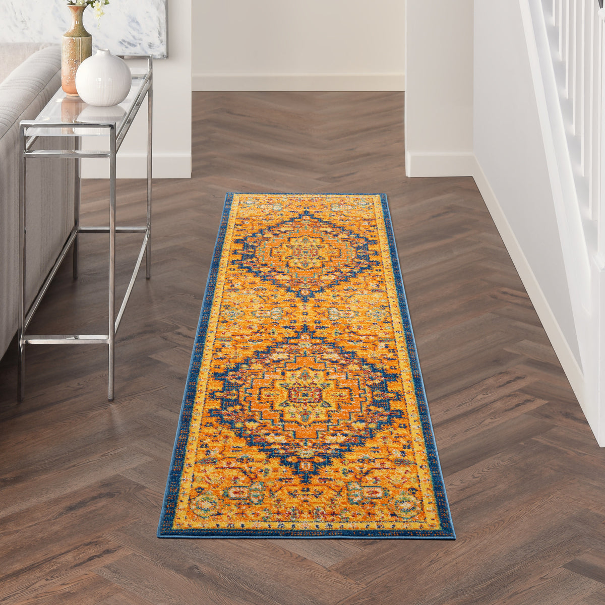 Allur ALR04 Orange Multicolor Rug - room scene