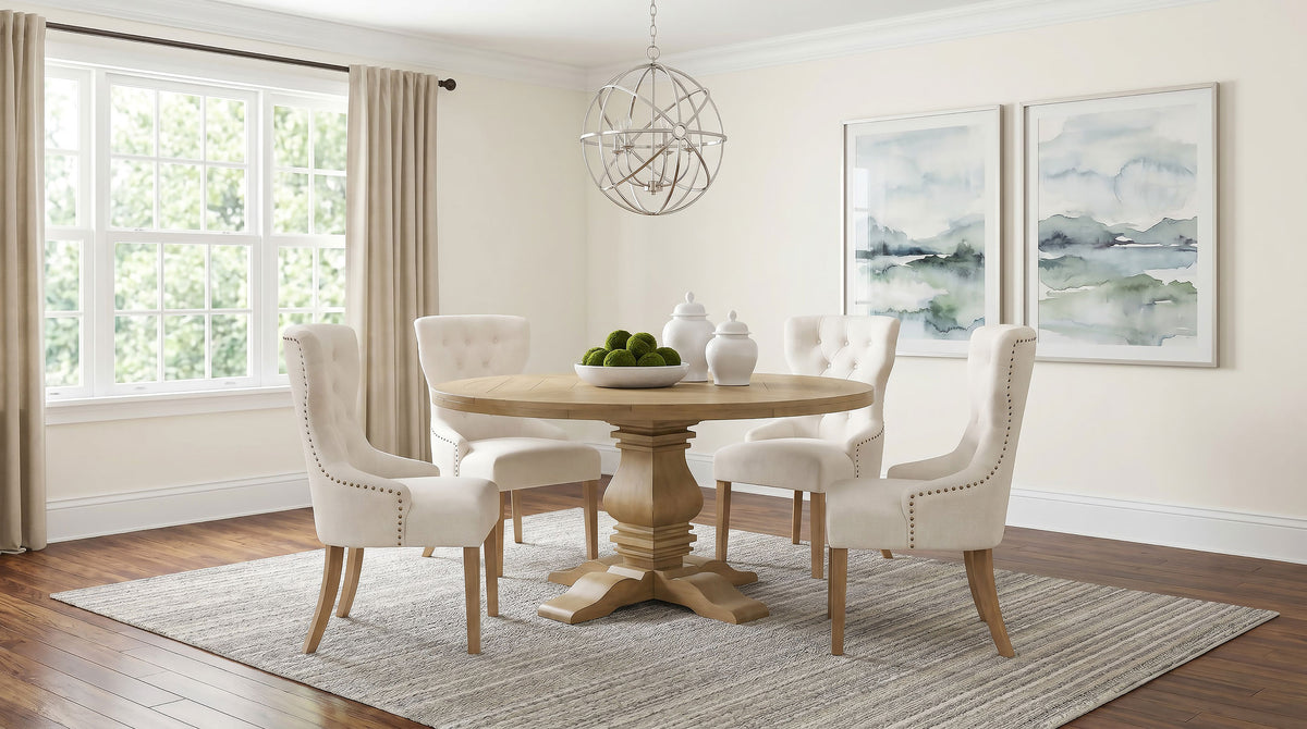 Florence Round 60-inch Wood Dining Table Rustic Honey