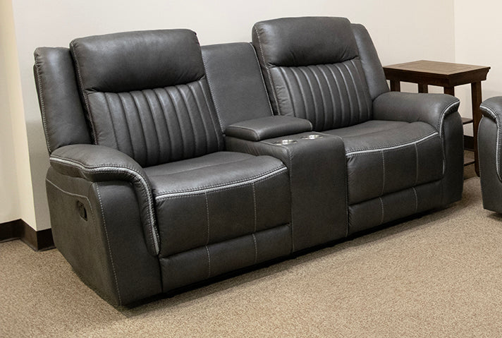 Eclipse Charcoal Reclining Loveseat with Console