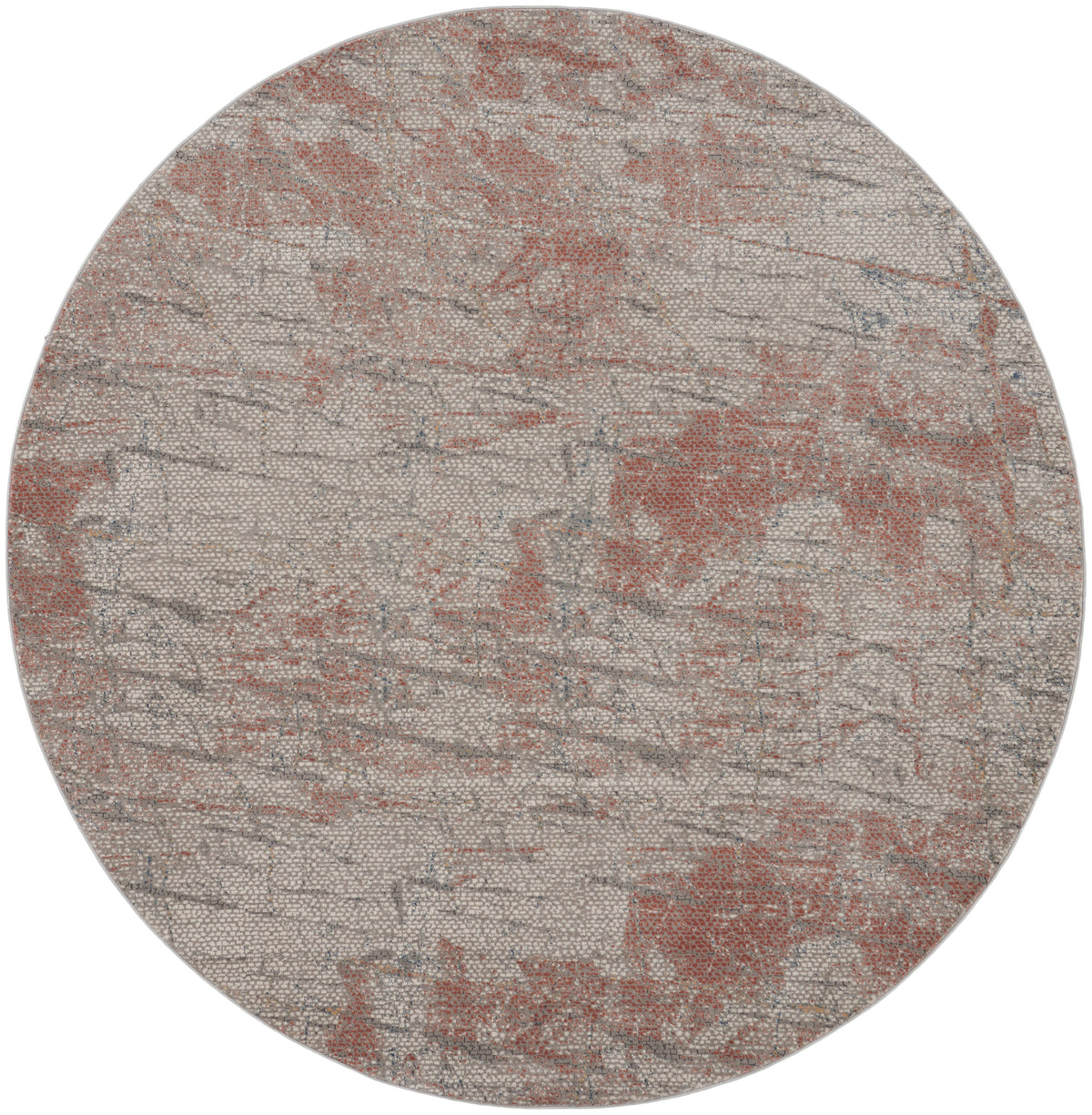 Rustic Textures RUS15 Light Grey Rust Rug - Round