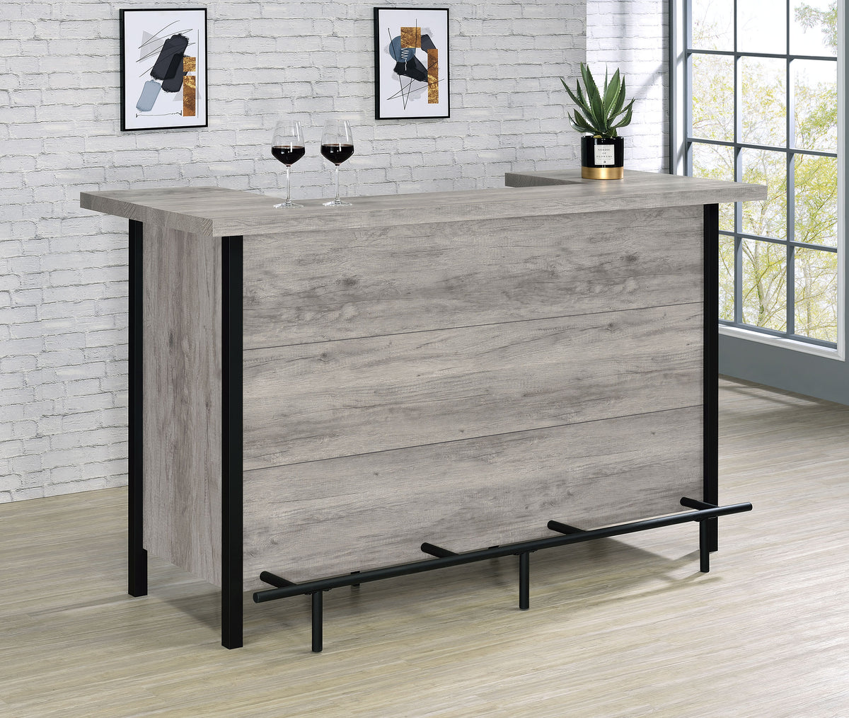 Bellemore Freestanding Home Bar Wine Cabinet - Grey Driftwood