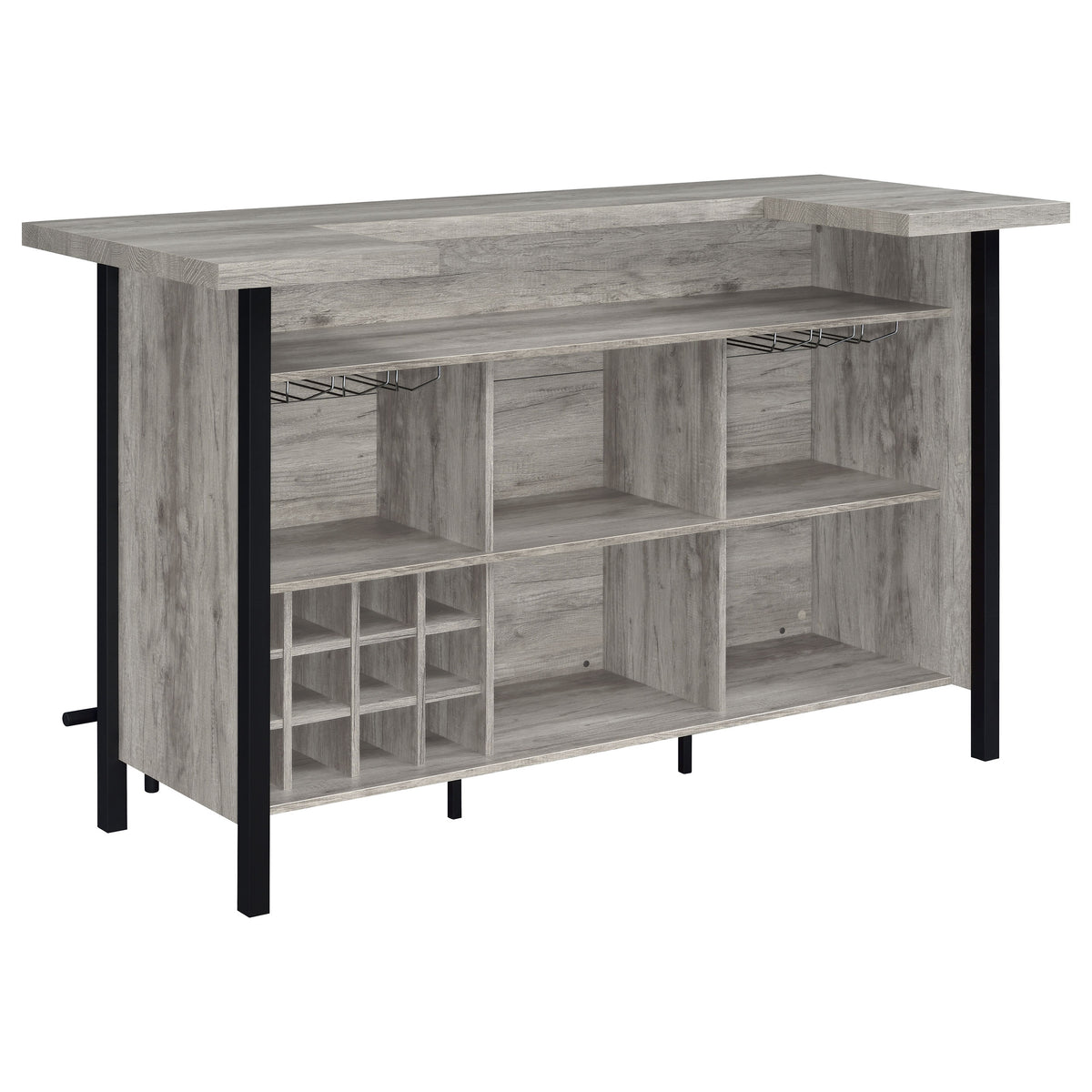 Bellemore Freestanding Home Bar Wine Cabinet - Grey Driftwood