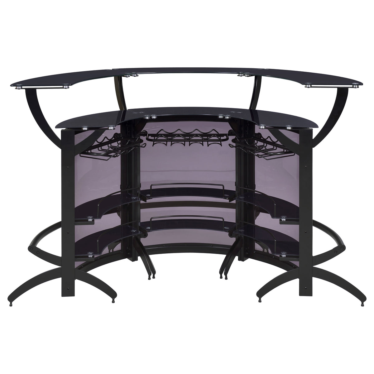 Dallas 3-piece Curved Freestanding Home Bar Set with Storage Black