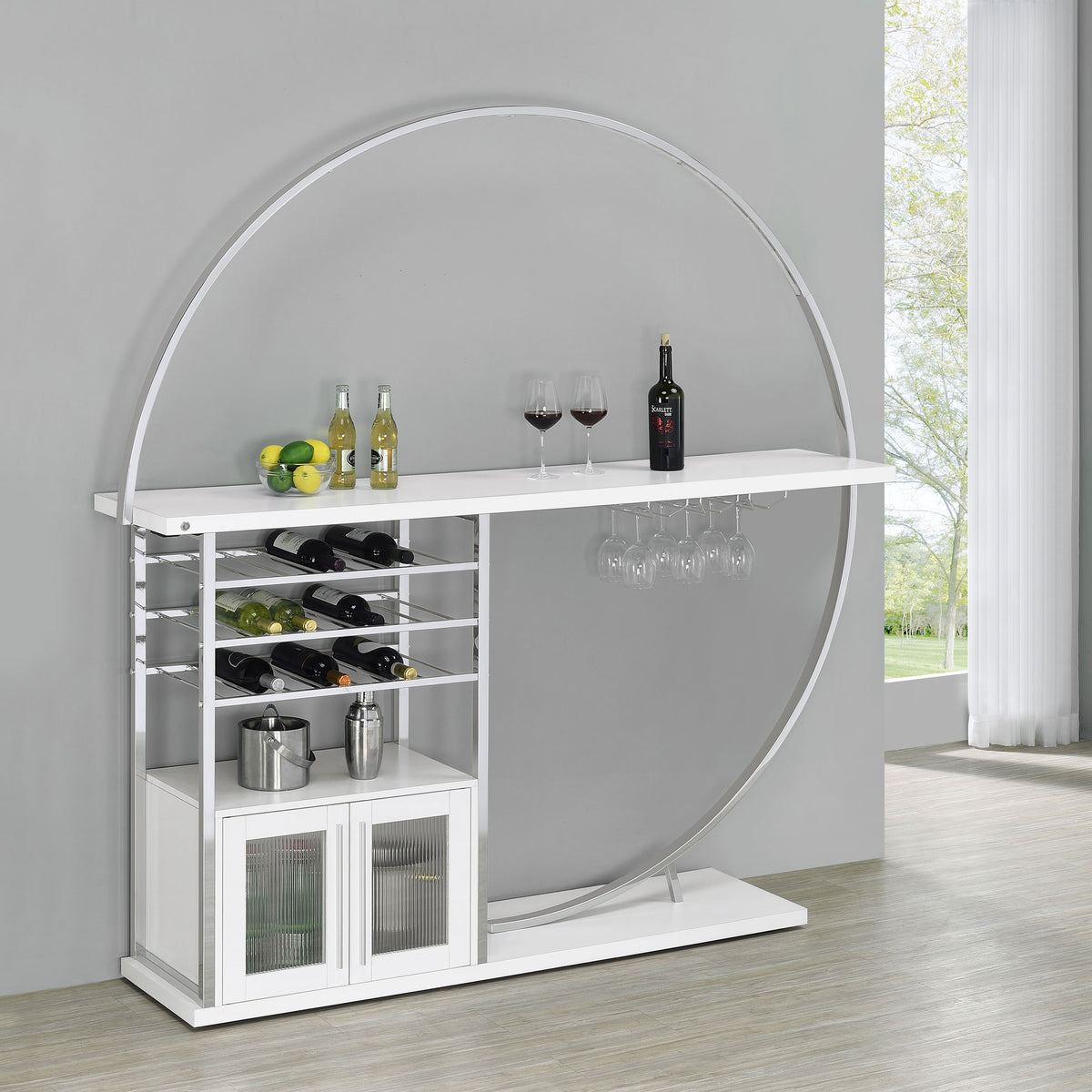 Risley 2-door Circular LED Wine Cabinet - White
