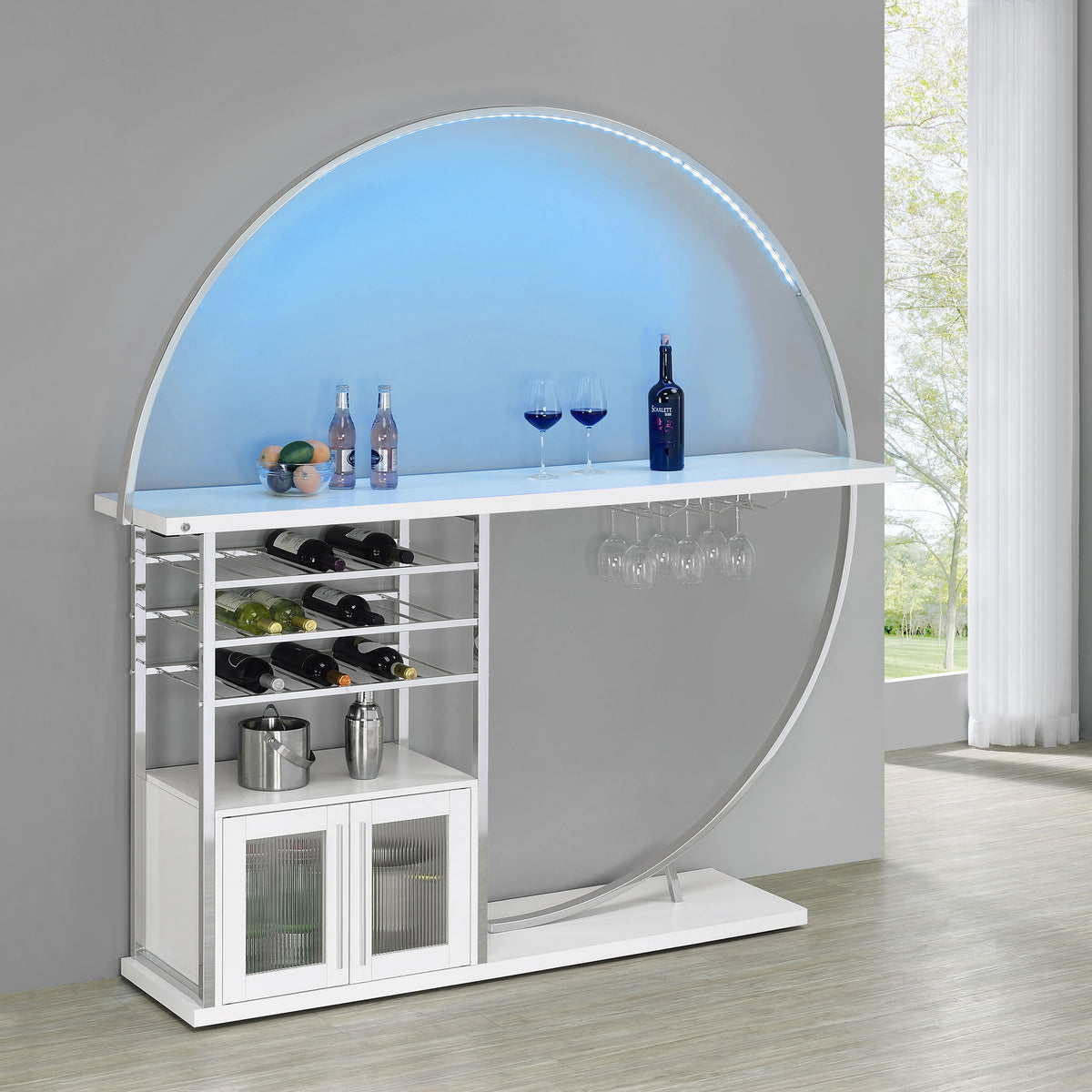 Risley 2-door Circular LED Wine Cabinet - White