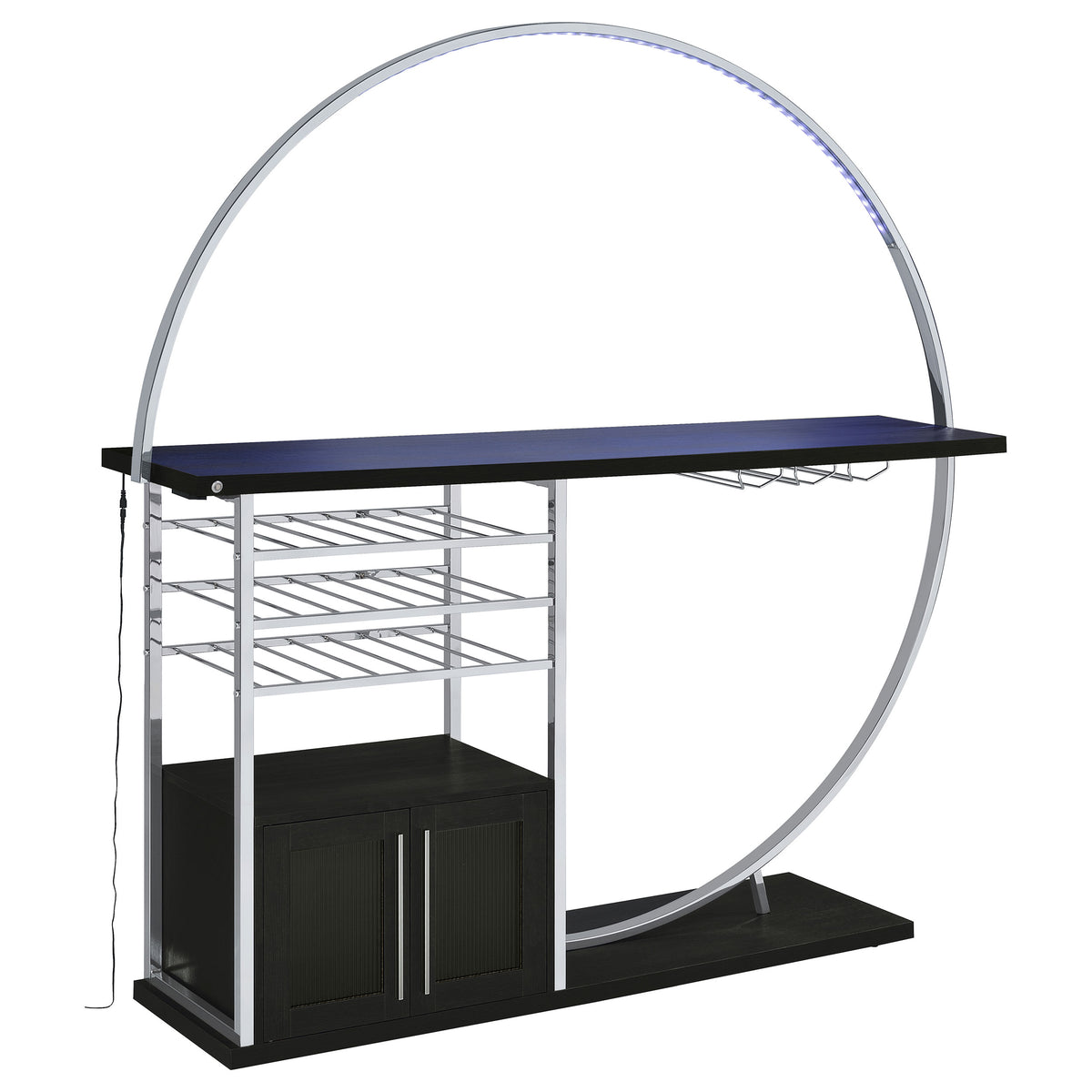 Risley 2-door Circular LED Wine Cabinet - Dark Charcoal