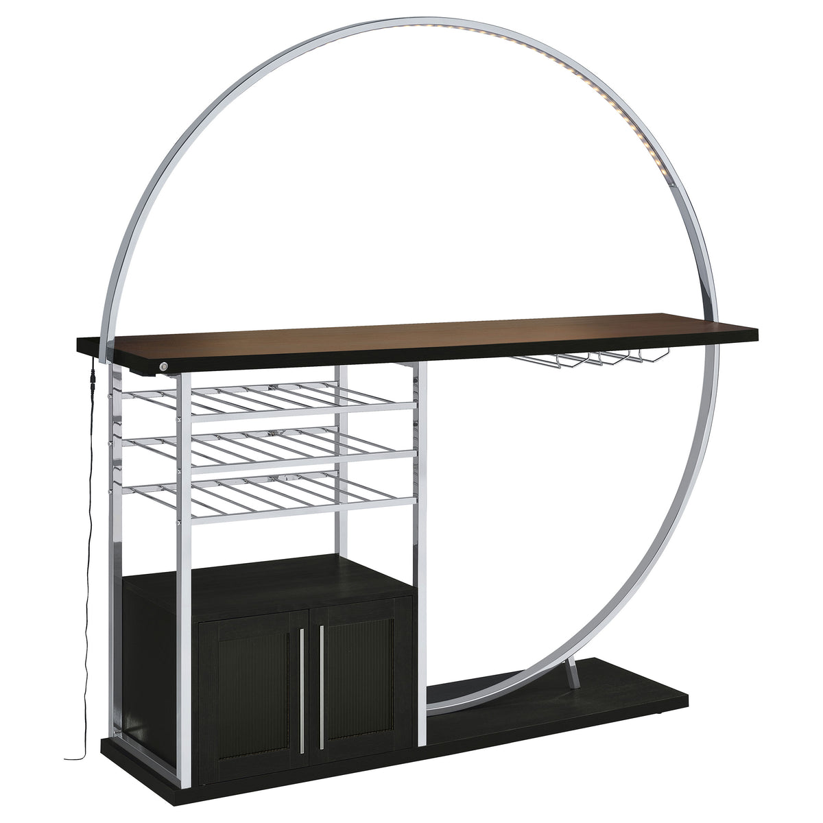Risley 2-door Circular LED Wine Cabinet - Dark Charcoal