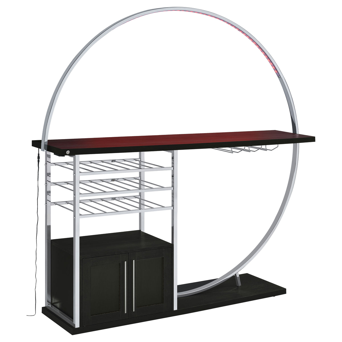 Risley 2-door Circular LED Wine Cabinet - Dark Charcoal