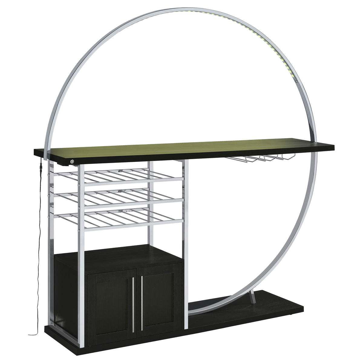 Risley 2-door Circular LED Wine Cabinet - Dark Charcoal