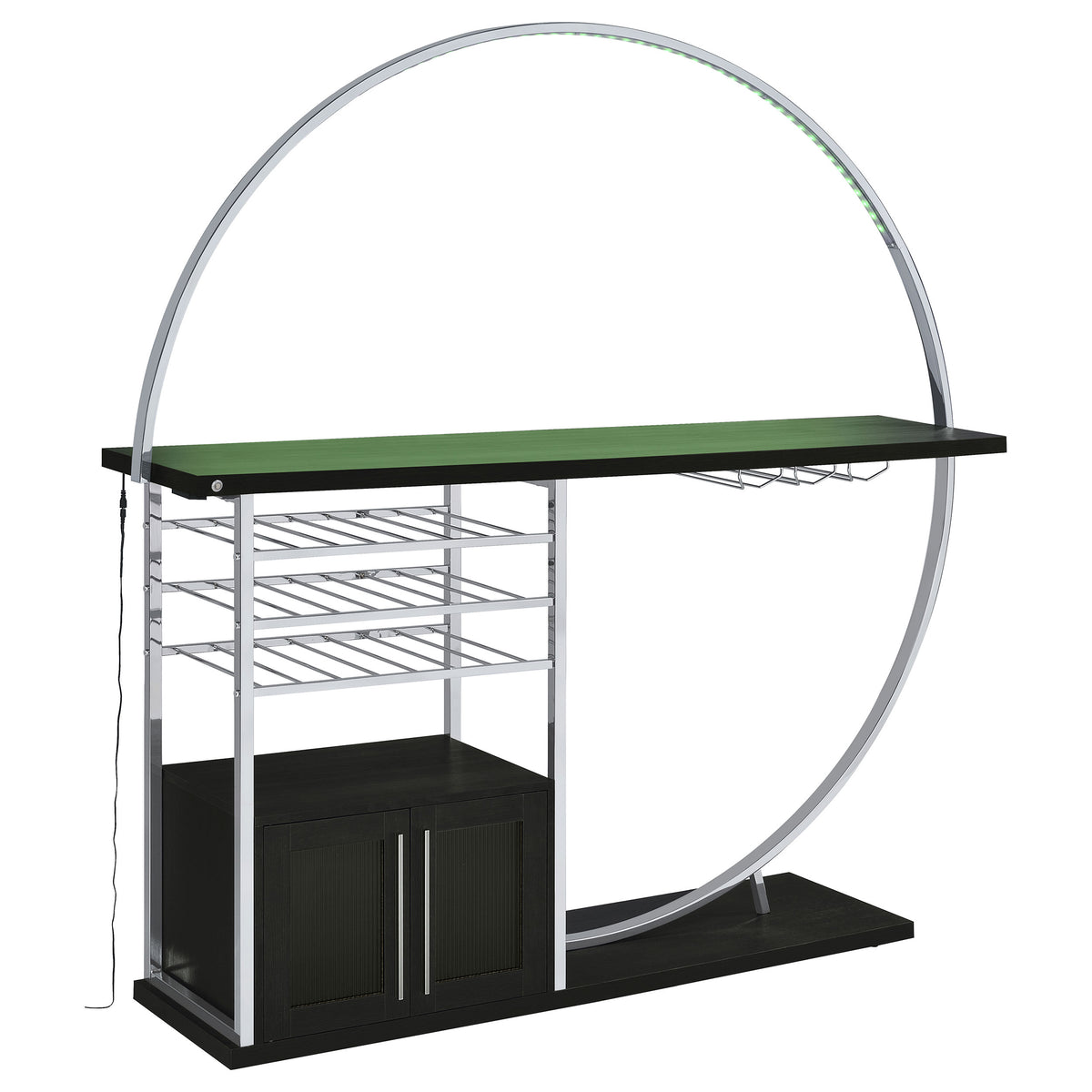 Risley 2-door Circular LED Wine Cabinet - Dark Charcoal