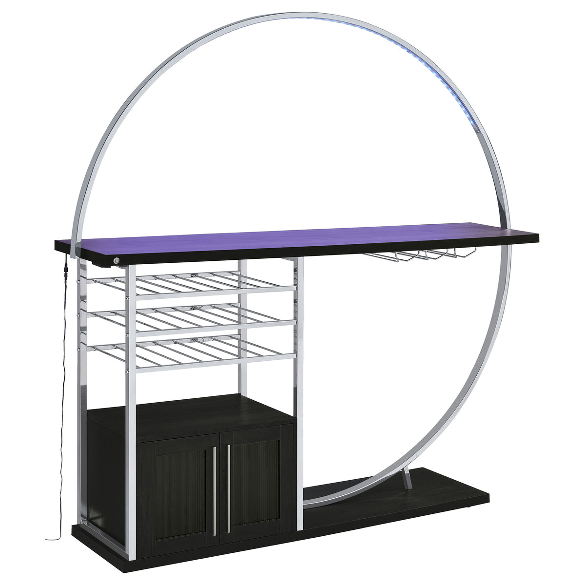 Risley 2-door Circular LED Wine Cabinet - Dark Charcoal