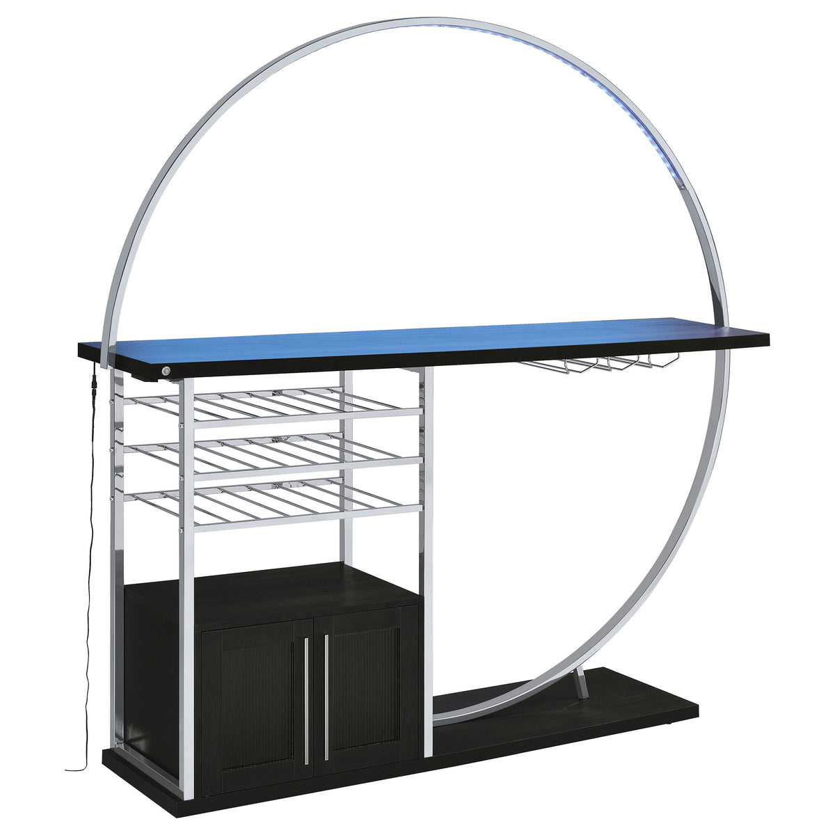 Risley 2-door Circular LED Wine Cabinet - Dark Charcoal