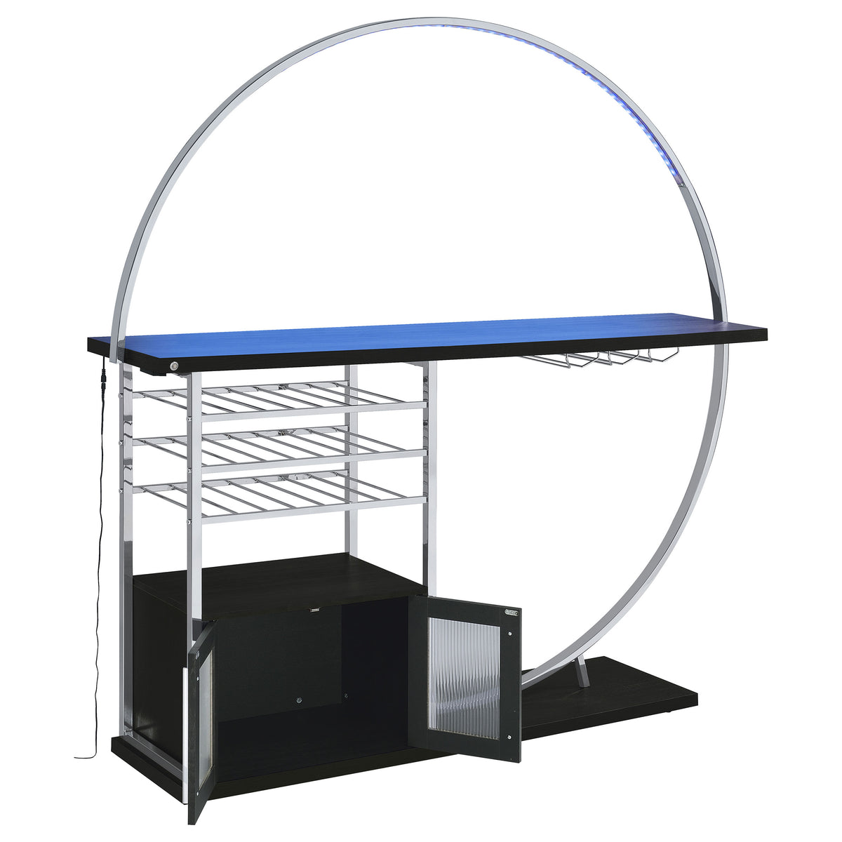 Risley 2-door Circular LED Wine Cabinet - Dark Charcoal