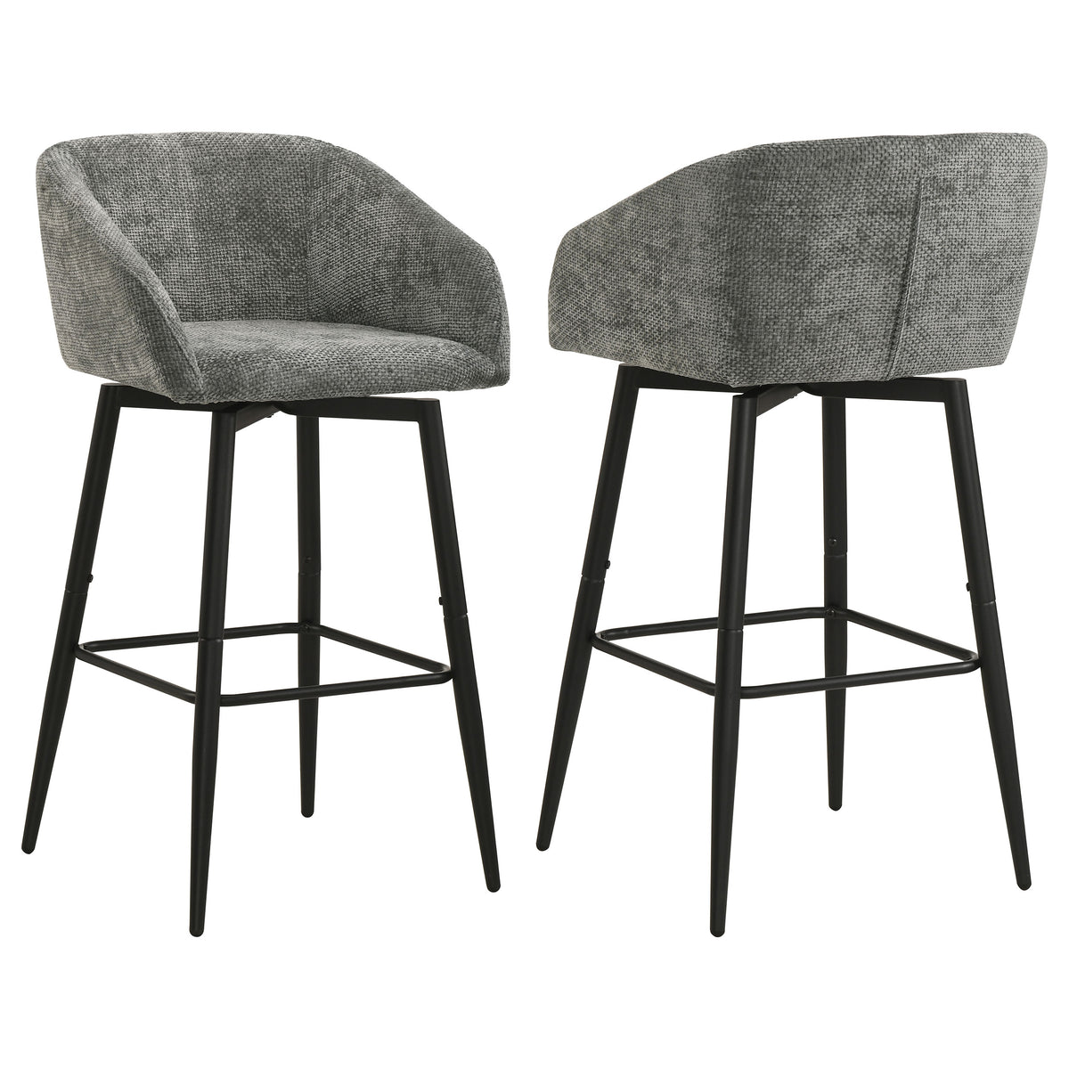 Rainer Fabric Upholstered Swivel Bar Chair (Set of 2) - Charcoal