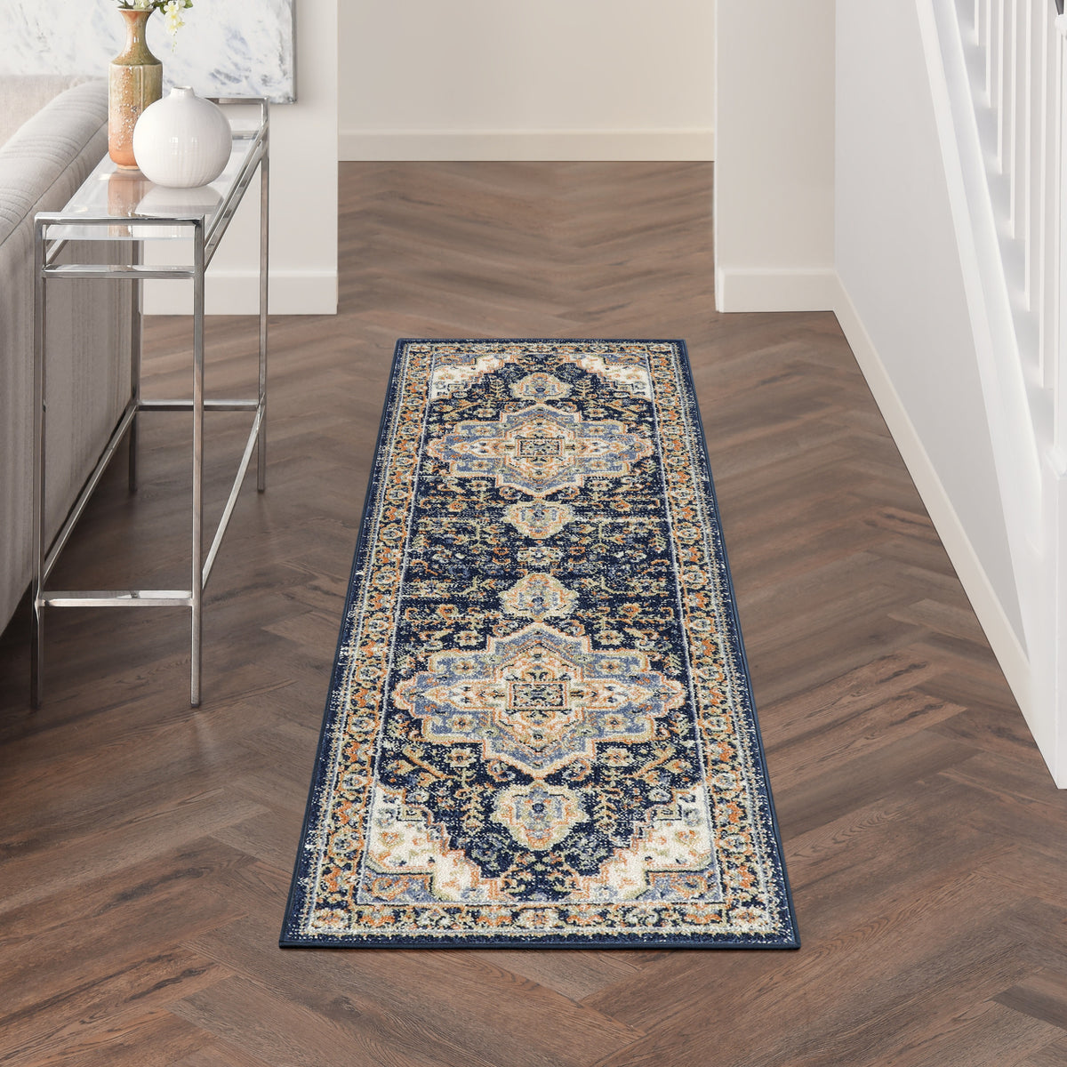 Nourison Essentials Persian NRE07 Navy Rug - room scene