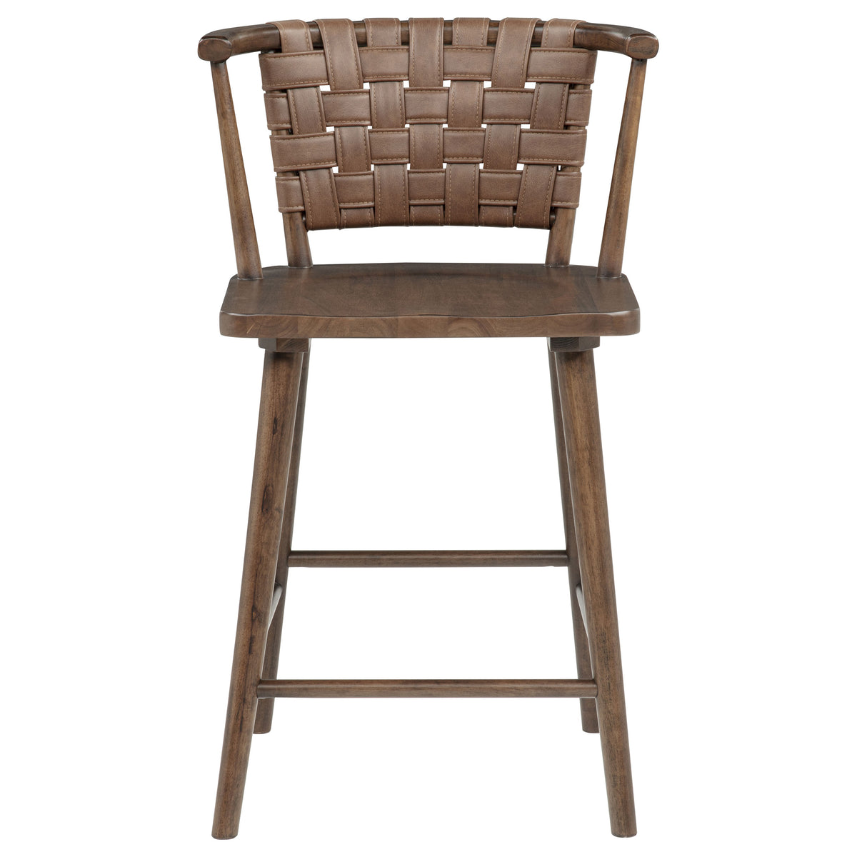 Tallis Woven Faux Leather Back Counter Chair Brown (Set of 2)