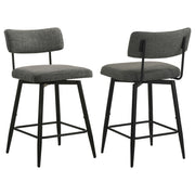 Levine Fabric Upholstered Swivel Counter Chair (Set of 2) - Black Grey