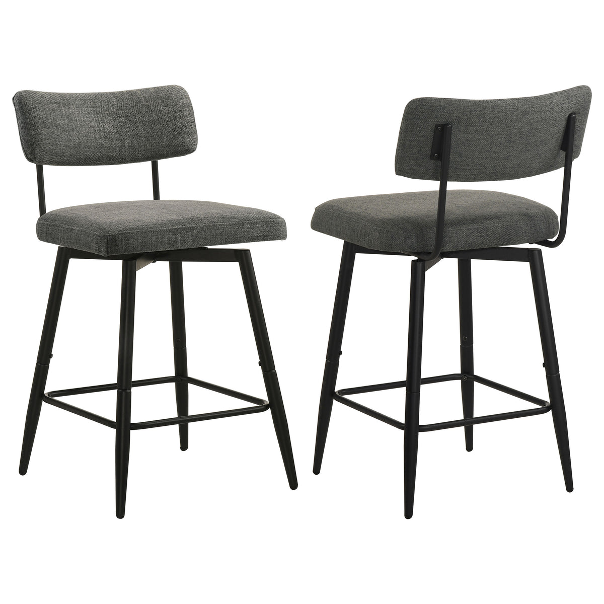 Levine Fabric Upholstered Swivel Counter Chair (Set of 2) - Black Grey