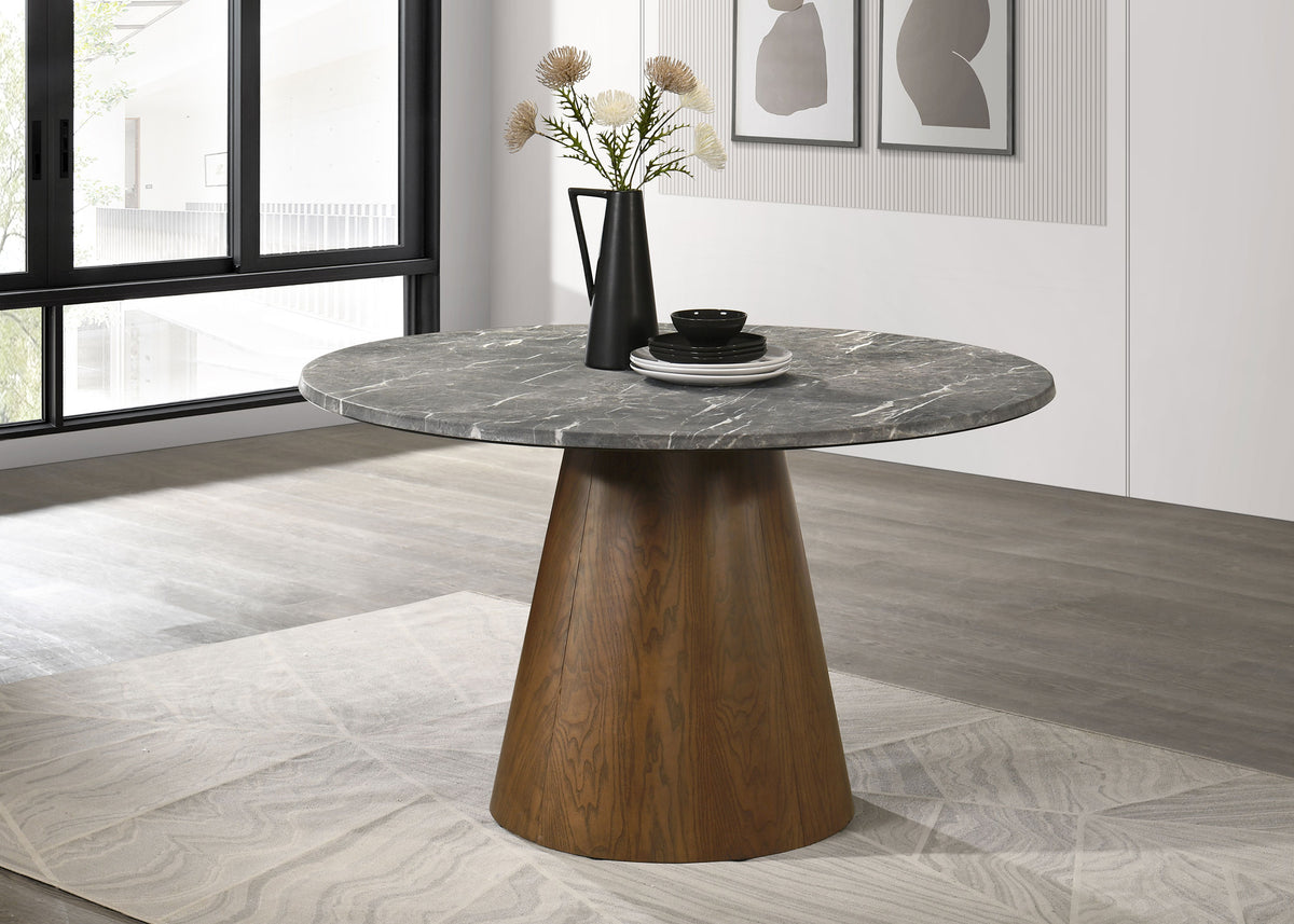 Franklin 50-inch Round SmartTop™ Dining Table Grey and Dark Brown