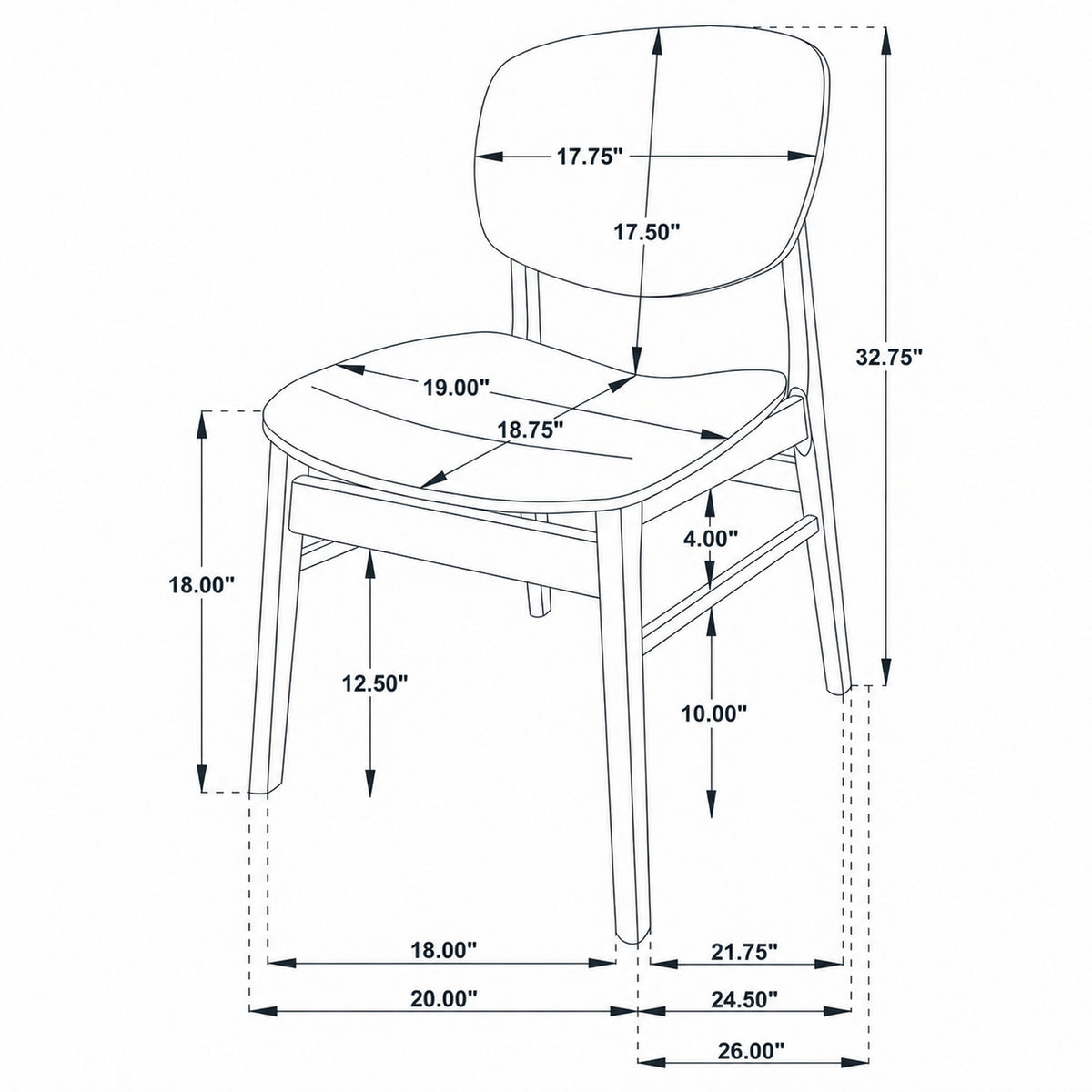 Benford Dining Side Chair Wood Seat Dark Brown (Set of 2)