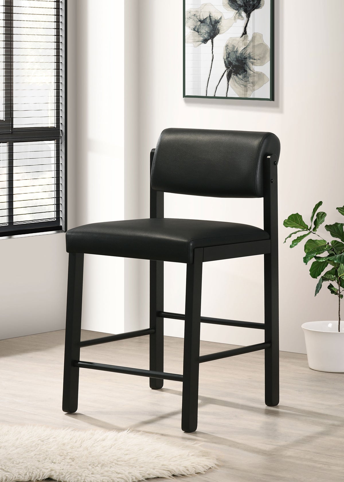 Kehoe Upholstered Counter Height Chair (Set of 2) - Black, Black