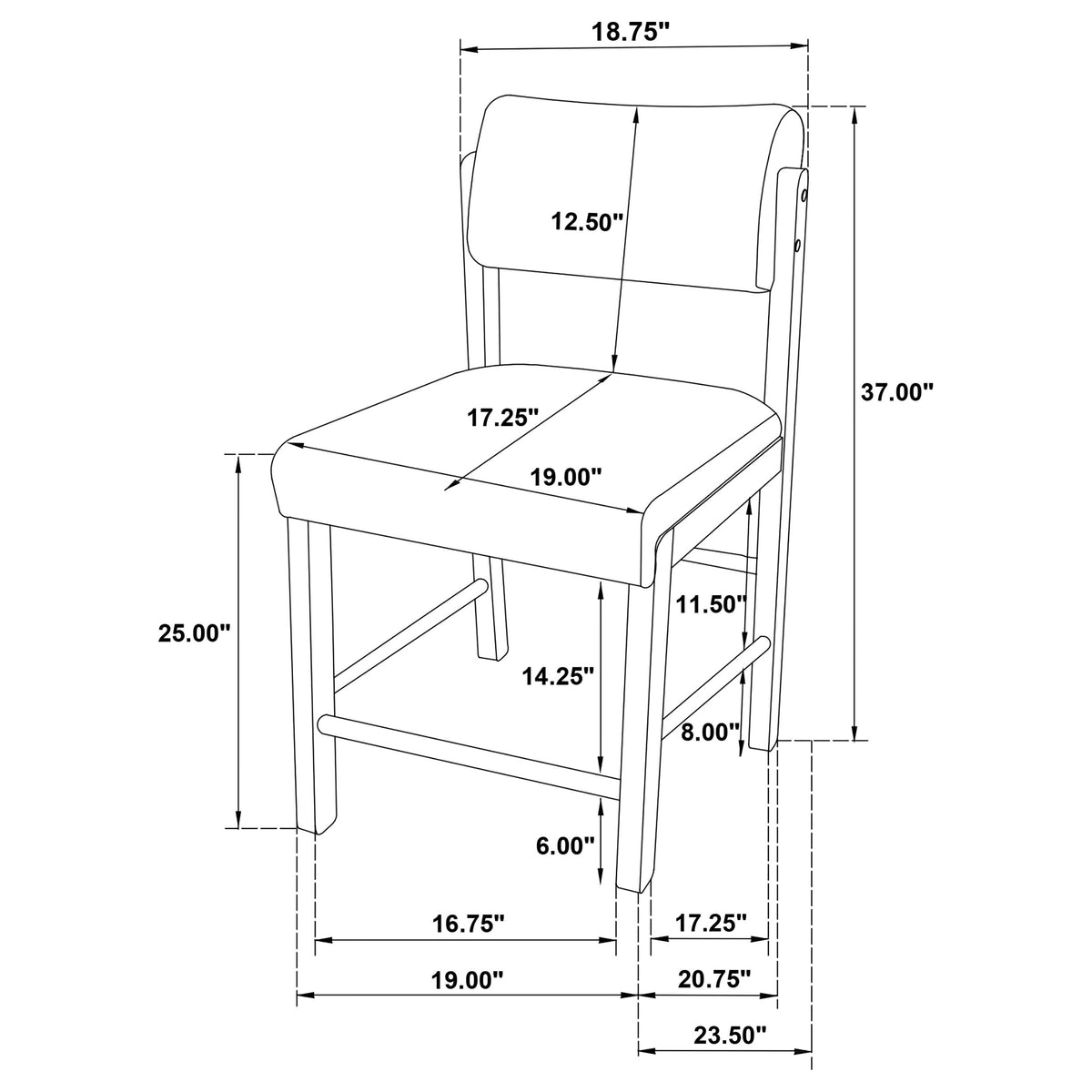 Kehoe Upholstered Counter Height Chair (Set of 2) - Black, Black