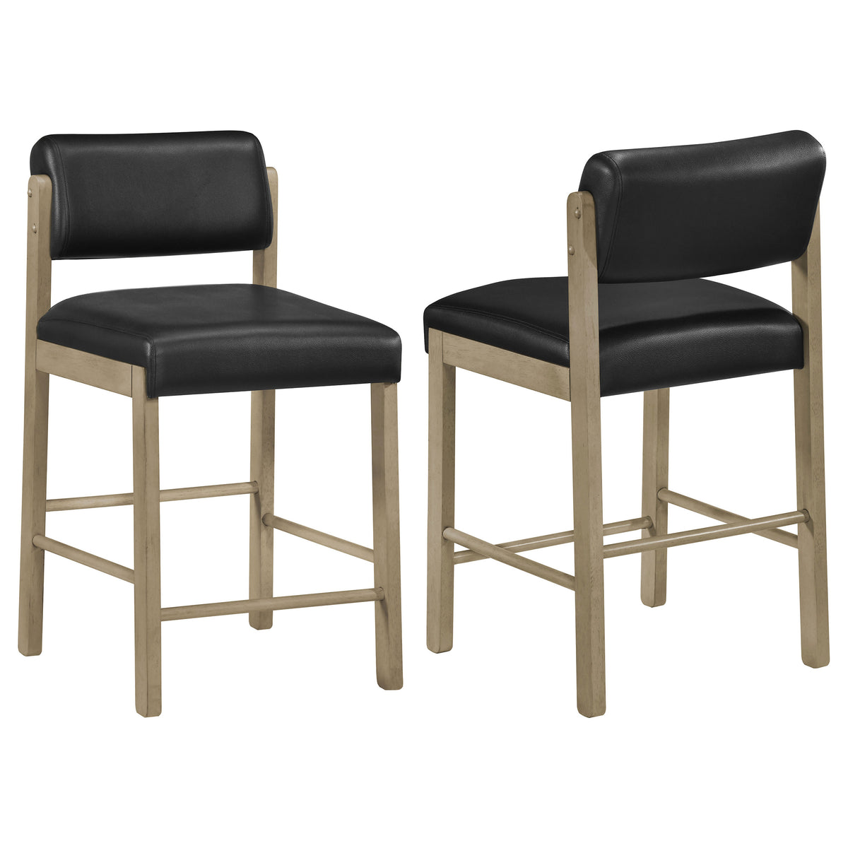 Kehoe Upholstered Counter Height Chair (Set of 2) - Natural Oak, Black