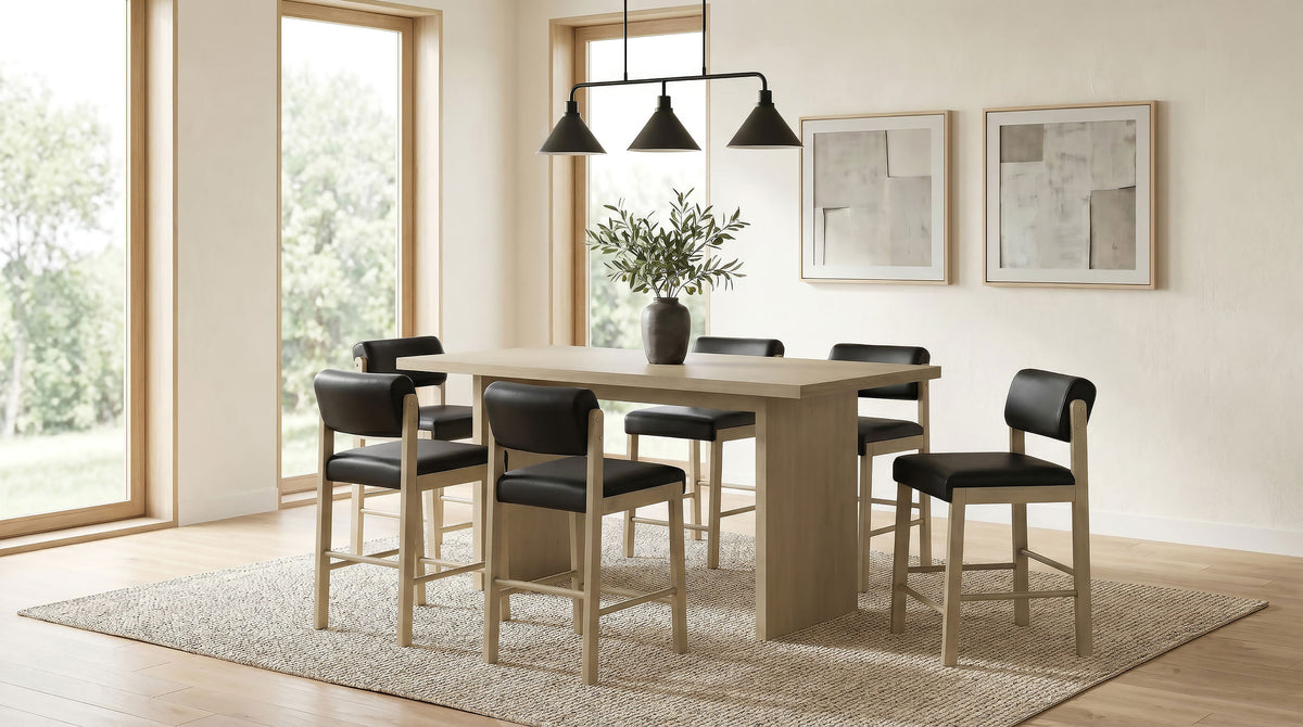 Kehoe Upholstered Counter Height Chair (Set of 2) - Natural Oak, Black