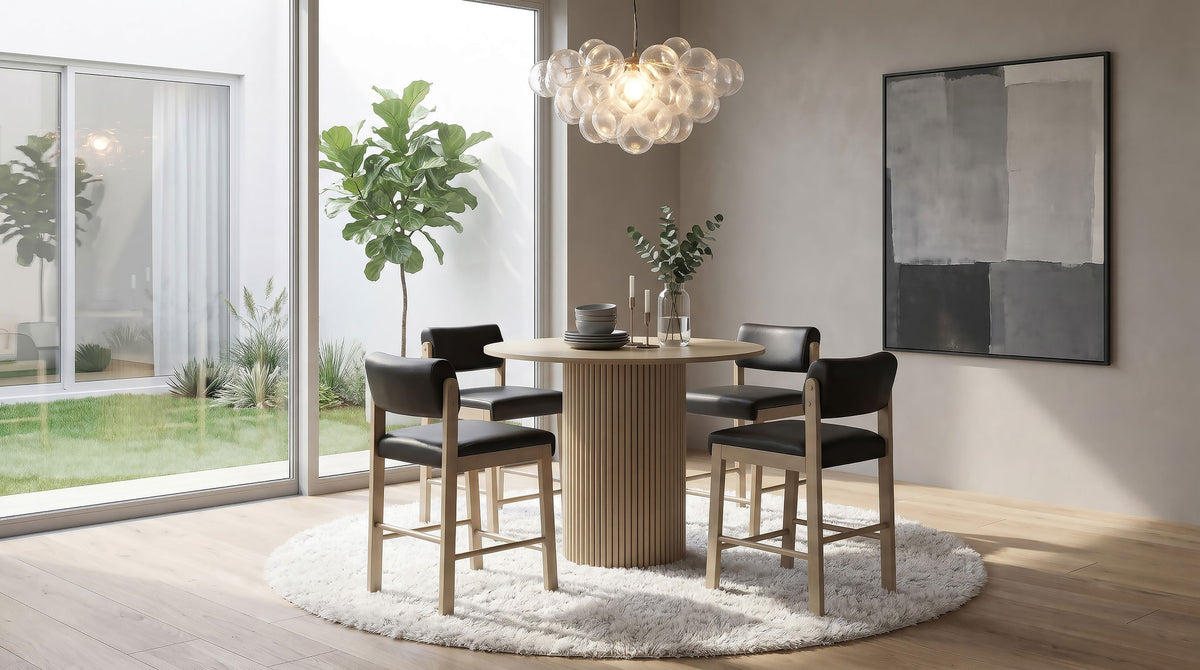 Kehoe Upholstered Counter Height Chair (Set of 2) - Natural Oak, Black
