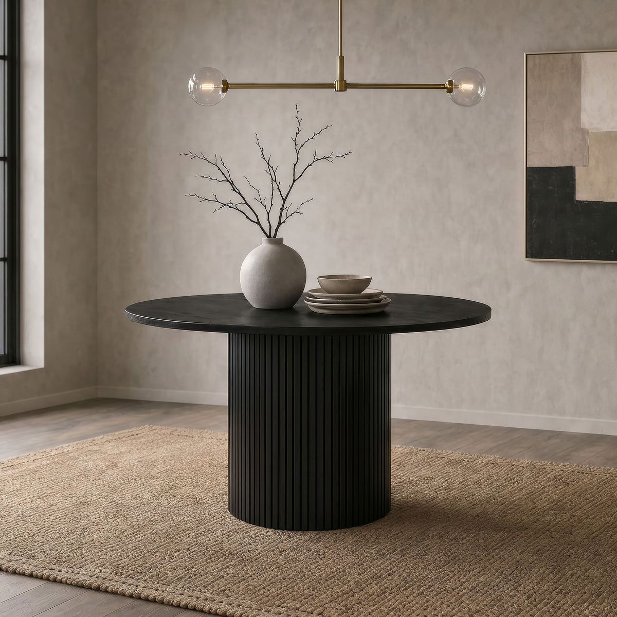 Hamlyn 47-inch Round Wood Dining Room Table - Black