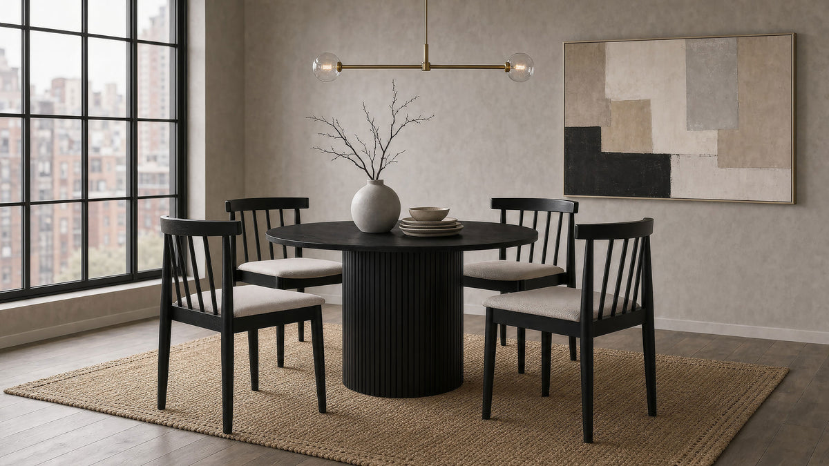 Hamlyn 47-inch Round Wood Dining Room Table - Black